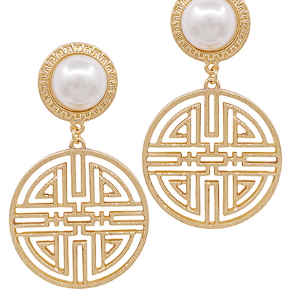 Preppy Filigree Pearl Drop costume gold Earrings BOHO NEW CUTE Loveshakefancy